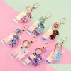 Keychains Liquid Keyring Glitter Bear Quicksand Acrylic Key Fob Backpack Pendant Couples Women Men Boyfriend Friend Keyc Dhseller2010 Dhdct