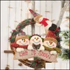 Party Decoration Christmas Wreath Snowman Elk Vine Rattan Ring Pendant Home Window Front Door Wall Fireplace Drop Deliver Packing2010 Dhoc6