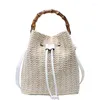 Kvällspåsar 2022 Straw Woven Small Bag Women's All-Match Messenger Shoulder mode Portable Drawstring Hucket