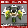 Fairings &Tank OEM For SUZUKI GSXR 1000 CC K2 GSXR-1000 GSXR1000 2001 2002 2002 Body 155No.69 GSX R1000 1000CC 00-02 GSX-R1000 00 01 02 Injection mold Fairing green white