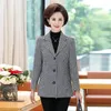 Jaquetas femininas elegantes swallow slim terno fino mulheres coreanas solteiras de peito xadrez tweed casaco de tweed mamã