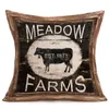 Pillow Retro Cow Pattern Linen Pillowcase Living Room Sofa Cover Home Decoration Fashion Animal Series 40x40