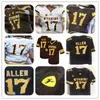 Wskt Hommes NCAA Wyoming Cowboy 17 Josh Allen College Football Maillots Stitcehd Marron Blanc Taille S-3XL