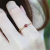 Cluster Ringen Rood Hart Edelsteen Diamanten Bruiloft Voor Vrouwen Bruids Fijne Sieraden Verlovingsring Accessoires Mode Schattig