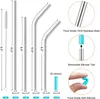 Stainless Steel Drinking Straws Portable Straight Metal Straw Brushes Silicone Mouth 16pcs Set