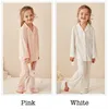 Pyjamas barn flickor lolita tändsken pyjama sätter långärmad toppar byxor småbarn barn spets pyjamas set flicka sömnkläder loungewear 220922