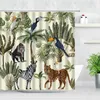 Rideaux De Douche Plante Tropicale Oiseau Singe Zèbre Léopard Animaux Sauvages Arbres Impression 3D Étanche Bain Écran Salle De Bains Rideau Ensemble 220922