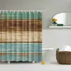 Douche gordijnen vintage stijl retro houten deur badkamer frabisch waterdicht polyester bad met haken 220922