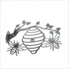 Party Decoration Metal Bee Hive Garden Beehive Silhouette Home Outdoor Yard Tree Wall Art Hanging Branch Decorative Ornam Packing2010 Dhtew