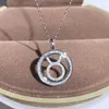 Médaillons 925 Argent Couleur Collier Pendentif Bijoux Pour Femmes Plein Diamant Cercle De Luxe Pierscionki