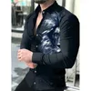 Casual shirts voor heren Sociale mode Men Hoge kwaliteit Oversized Shirt Lion Print Lion Print lange mouwen tops voor herenkledingclub Cardigan blouses