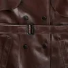 Женские траншеи Coats Nerazzurri Spring Brown Long Black Faux Leather Trench Poat для женщин с длинным рукавом с длинным рукавом двойной грудь женская осенняя мода 7xl 220922