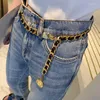 Belts Baroque Gold Plated Copper Snake Link Calfskin Waist Chains Coin Pendent Vintage Black Metal Pearl Real Leather Adjustable Belt