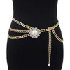 ベルト魅力的なキラキララインストーン模倣真珠のレディースベリーチェーンウエストメタルファッションジュエリー