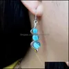 Boucles d'oreilles en forme de vague de pierre de lune bleu solide pour femme