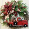 Nuovo 2022 Red Truck Ghirlanda di Natale Finestra Porta d'ingresso Decorazione Appeso a parete per decorazioni di Natale Puntelli Festa a casa C0622W WLY935