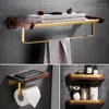 Badaccessoire set aluminium houten badkamer hardware accessoires handdoekstaaf tissue rack toiletborstel houder hoek plank gewaad haak