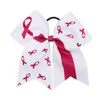 Accessoires pour cheveux 7 ''Grands nœuds de joie pour la sensibilisation au cancer du sein, paillettes avec bande élastique pour filles, porte-queue de cheval