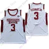 Nik1 2021 Nouveau maillot de basket-ball NCAA College Mississippi State 3 D.J. Stewart Jr. Taille S-3XL Noir Blanc