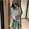 Women's T Shirts Set Women Summer Trendy Striped Sports Suits Loose Fashion Short Sleeve T-shirt And Shorts Casual Two Piec Sets Woman