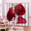 Rideau Belle Po Mode Personnalisé 3D Rideaux Rose Rouge Blackout Salon Chambre