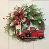 Nuovo 2022 Red Truck Ghirlanda di Natale Finestra Porta d'ingresso Decorazione Appeso a parete per decorazioni di Natale Puntelli Festa a casa C0622W WLY935