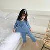 パジャマの女の赤ちゃんスーツ春秋のカジュアルスリープウェアチルドレンs韓国スタイルの服セットキッズホームウェア服2pcs220922