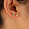 Stud Earrings 925 Sterling Silver Mismatched Earring Paved Cz Turquoises Geometric Minimal Delicate For Girl3483776