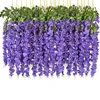 Decorative Flowers 12pcs 45inch Wisteria Glicynia Artificial Garden Outdoor Decor Hanging Vine For Home Wedding Decoration Fake Plants 2022