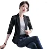 Women's Jackets Spring Summer Women Fashion White Short Slim Blazer Hollow Lace Three Quarter Sleeve Casual Jacket Office Ladies Work Wear