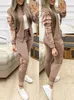 Women's Two Piece Pants Women Set Outfits Autumn Tracksuit Zipper Top And Casual Sport Suit Winter 2 Woman 220922