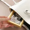 Caixa de armazenamento de joias de filme PE colorido Anel Pulseira Estojo de viagem 3D Moldura flutuante Caixas de exibição à prova de poeira
