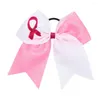 ヘアアクセサリー7''large Cheer Bows Breast Cancer Awareness Glitter with Elastic Band for Girlsポニーテールホルダー