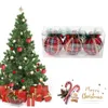 Party Decoration 3Pcs Christmas Tree Pendant Ball Decorative Pine Nut Cloth Art Red Lattice Foam