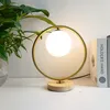 Boule de verre nordique lampes de table en bois chambre salon décor lumière étude lecture lampe de bureau chevet nuit lampe or noir lumières