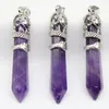 Anhänger Halsketten 6PCS Drache Gewickelt Anhänger Natürlichen Edelstein Amethyst Lapis Lazuli Geschenk Schmuck DIY Suspension Charms