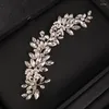 Hair Clips Silver Color Crystal Pearl Leaf Headband Hairband Tiara For Women Bride Bridal Wedding Accessories Jewelry Vine Headpiece