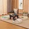 枕日本スタイルの布団礼拝仏像洗濯可能な丸い丸いリネンバルコニーマット付きロータスプリント