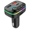 F5 P3 송신기 RGB 앰비언트 라이트 자동차 MP3 플레이어 Bluetooth 5.0 FM 무선 핸즈프리 키트 3.1A PD 20W