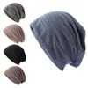 Couleur unie unisexe hommes femmes Skullies bonnets minces casquette de couverture tricot coton tricoté Double couche tissu casquettes décontracté Bonnet chapeau DE784