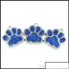 Charms smyckesfyndkomponenter 50st HC358 BLING ENAMEL CAT DOG/BEAR PAW PRINTS HANG PENDANT FIT Roterande nyckelkedja Bdehome OT507