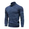 Suéteres masculinos Turtleneck de inverno algodão Slim malha pulôver