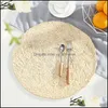 Mats Pads 2Pcs Natural Corn Husk Placemats Hand-Woven Thick Heat Insation Pad El Restaurant Cups And Plates Bowl Drop Deli Yydhhome Dhcir