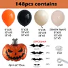 Decoração de festa 148pcs Halloween grande abóbora guirlanda de balão preto laranja areia branca balões 3d adesivos para decorações 220921