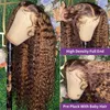 Lace Wigs 30 32 Polegadas Highlight Ombre Frontal Wig Curly Human Hair 4/27 Colored 13x4 Deep Wave T Part Closure For Women 220921