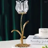 Candelabros Romántico Europeo Cristal Titular Lotus Glass Pequeño Oro Boda Vintage Araña Bougeoir Hogar y Jardín