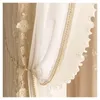 Cortinas de cortina para quarto sala de jantar da sala de jantar francês bege de algodão quente de linho de pérolas de pérolas Tule de porta