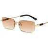 Sunglasses KAMMPT Fashion 2022 Vintage Rimless Men Shades Eyewear Retro Designer Gradient Women UV400 Sun Glassses