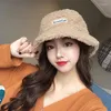Berets Korean Candy Colors Faux Fur Warm Bucket Hat Ladies Winter Basin Cap Women Outdoor Panama Female Fashion Letter Embroidery