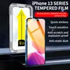 För iPhone 14 Pro Max Screen Protector med enkel installationsfack Lazy Operation Tempered Glass Film Full Coverage Scratch Resistant 13 12 11 Snabbinstallation